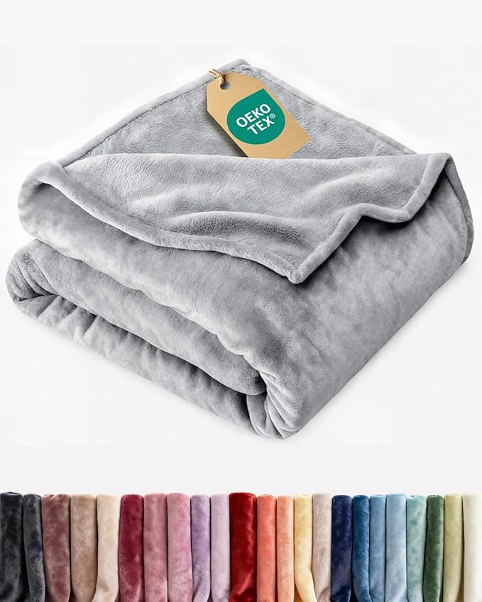 Ultra Soft Fleece Blanket Twin Size - Flannel Fleece Luxury Twin Blanket - Lightweight for Couch Bed Chair - Thick, Warm and Breathable - All Season Cozy Fuzzy, Anti-Static Microplush Bedding, Grey