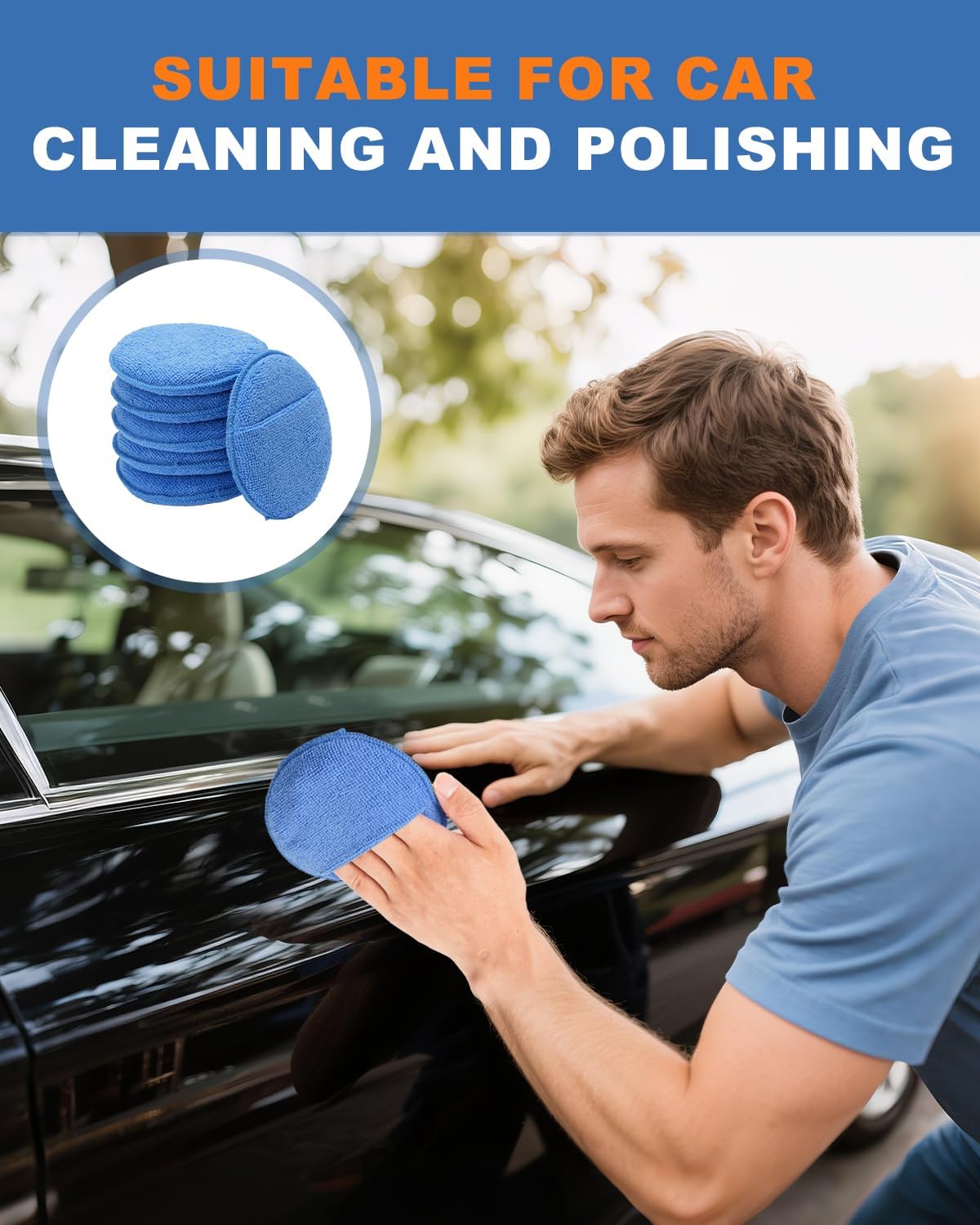 Wax Applicator Pads, 10 Pack Applicator Pad with Finger Pocket, Car Wax Applicator Pad, Foam Pads for Car Cleaning and Detail Polishing Pad