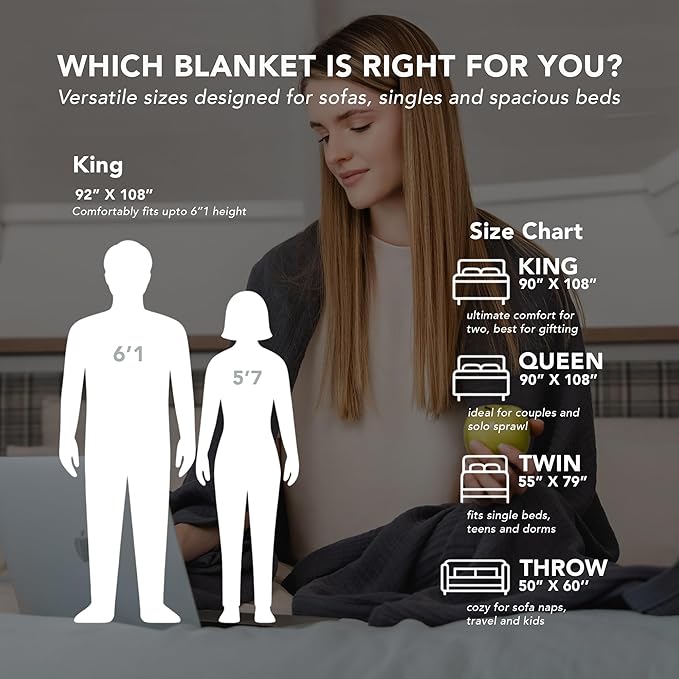 Goqan Muslin Blanket Twin 55x79 – 100% Turkish Cotton 4 Layer Boho Muslin Blanket for Adults, Four Season, Lightweight and Thin, Soft, Breathable - Dark Grey