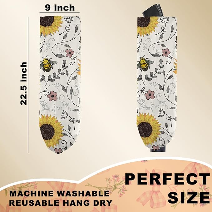 Cute Bee Plastic Bag Holder, Wall Mount Grocery Bag Holder for Plastic Bags, Vintage Rustic Sunflower Large Reusable Grocery Bags Storage Dispenser for Home Kitchen Pantry, Sunflower Gifts for Women