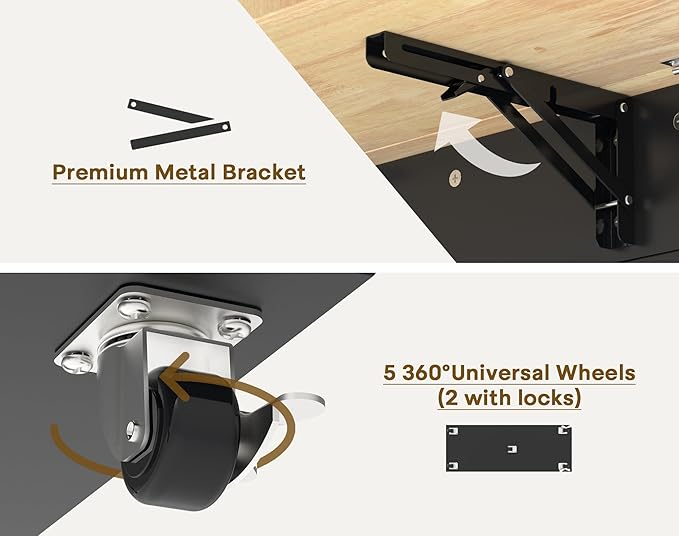 Kitchen Island with Drop Leaf, Rolling Kitchen Island on Wheels, Kitchen Island Cart with Removable Trash Bag, Drawer, Spice Rack, Mobile Island Table with Storage Cabinet, Black