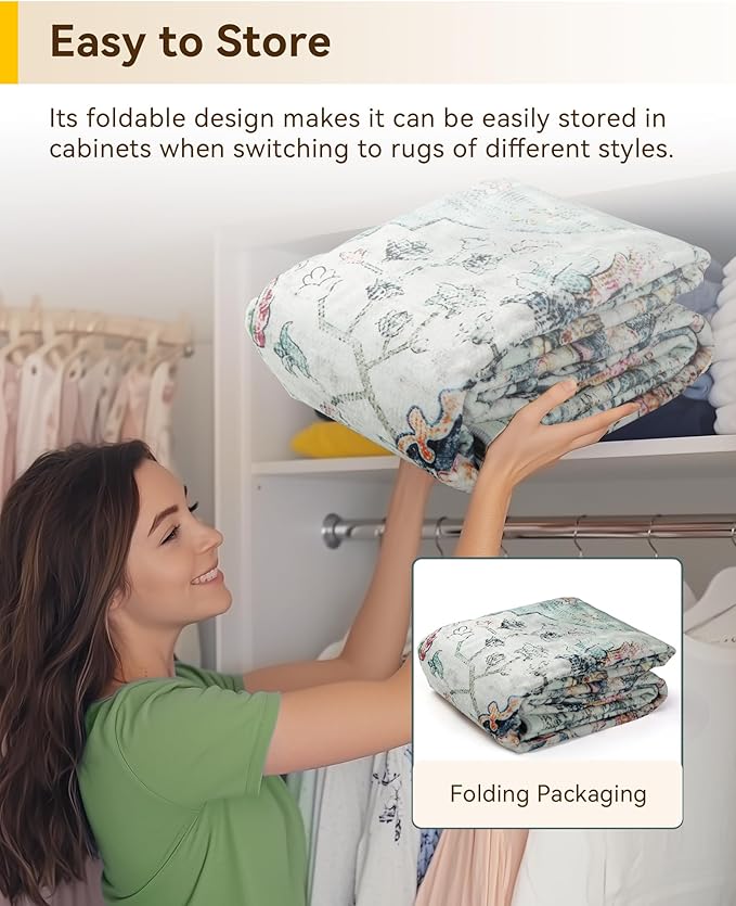 RELEANY Area Rugs 3'x10' Runner Rug Non Slip Washable for Kitchen Hallway Bedroom Beside Laundry Room Bathroom Rug, Floor Carpet, Green Navy Blue White Red Teal Colorful