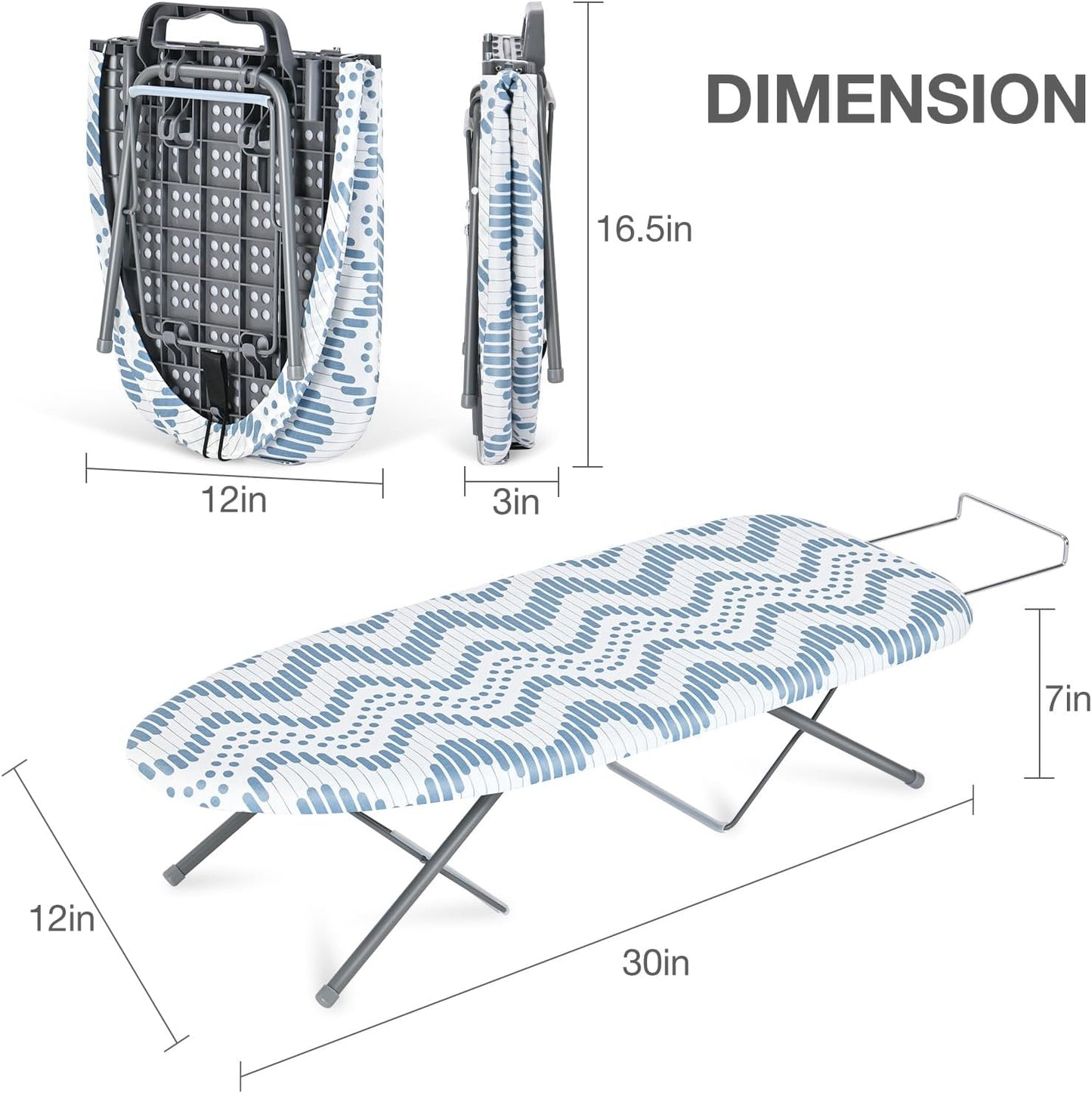 APEXCHASER Tabletop Ironing Board with Iron Rest, Small Ironing Board, Extra Thick Cover, Portable Tabletop Ironing Board with Non-Slip Feet for Home Travel Use