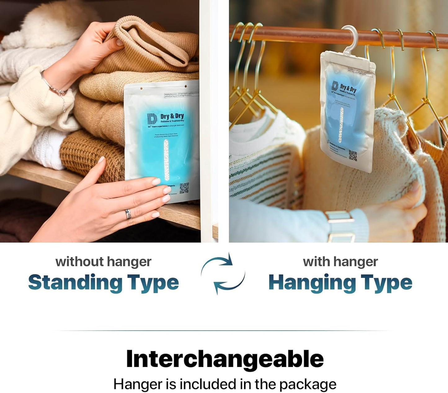 Dry & Dry 50 Packs Hybrid Moisture Absorbers & Musty Odor Eliminator Dehumidifier to Control Excess Moisture for Basements, Closets, Bathrooms, Laundry Rooms. Moisture Absorbers