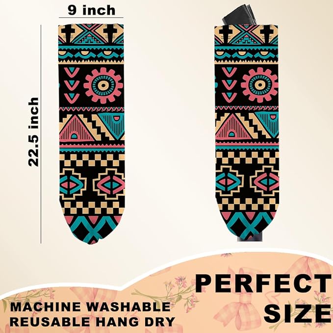 2 Pcs Retro Boho Plastic Bag Holder, Wall Mount Grocery Bag Holder for Plastic Bags, Abstract Art Farmhouse Kitchen Pantry Decor Reusable Grocery Bags Organizer Storage Dispenser