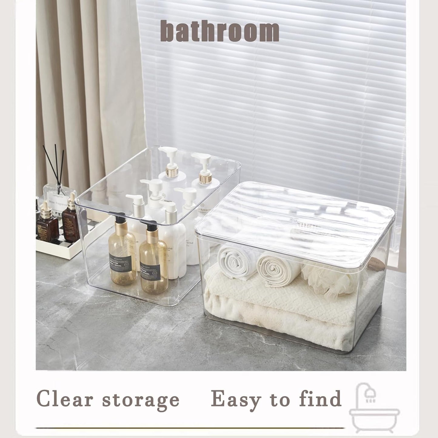 Clear plastic storage bins with LIDS-3packs,storage containers for snacks, cosmetics, books, dog food, Storage Organizer for Nursery，Kitchen, Living room,Bedroom, Bathroom, Office