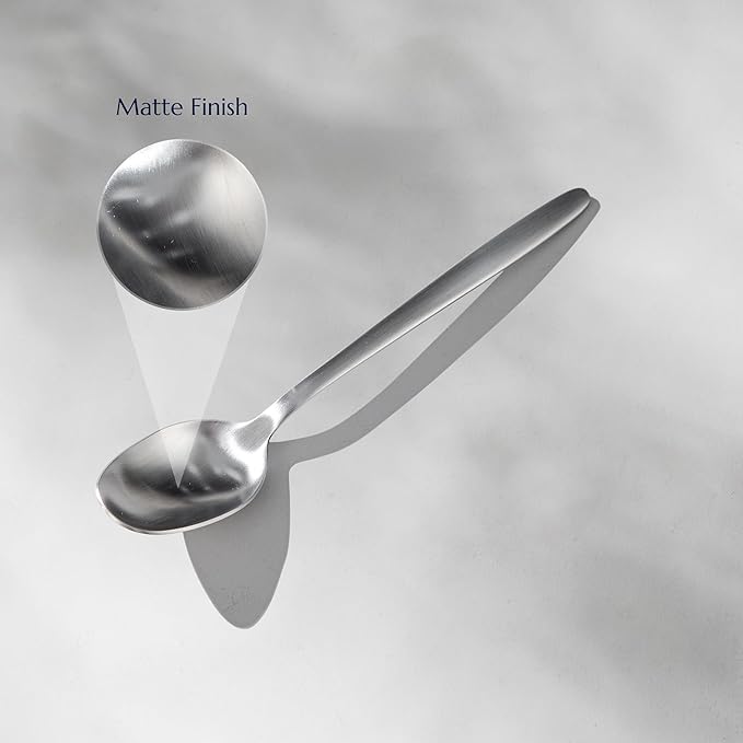 JazzUpCo Tia Flatware non toxic 18/10 stainless steel dishwasher safe (Matte Silver, 16 Person Set (80 Pieces))