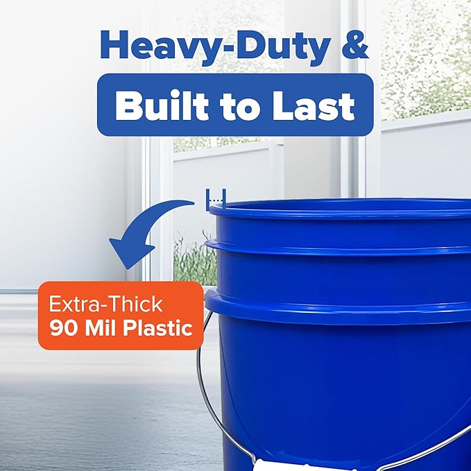 ePackageSupply Premium 5 Gallon Food Grade Plastic Pail with Gamma Seal Lid | Made in USA | BPA-Free | Heavy-Duty 90 Mil | Airtight Stackable Container, 1 Count
