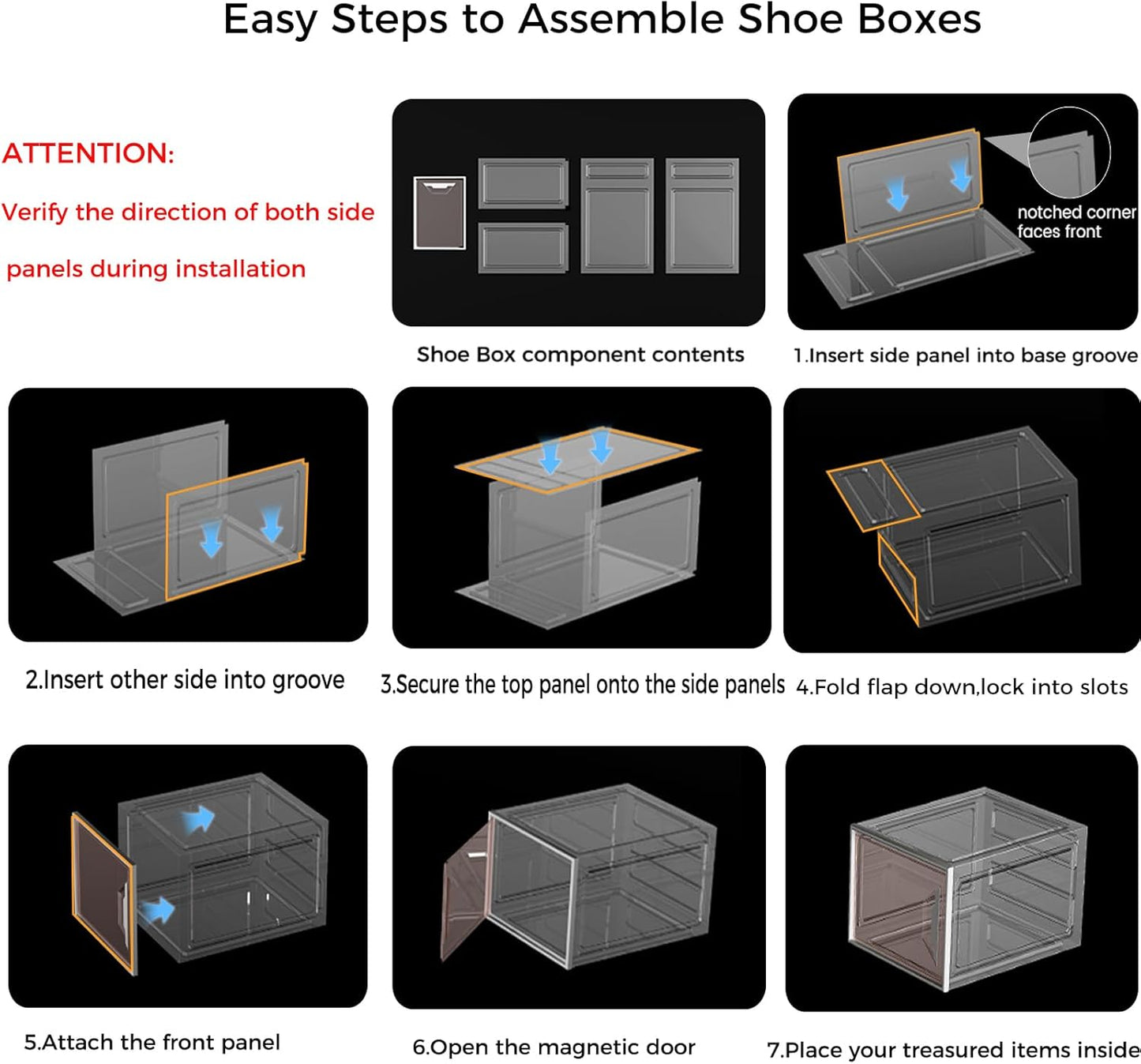 Shoe Storage Boxes Stackable, X-Large Plastic Clear Shoe Organizers with Magnetic Door, Thicken & Sturdy Sneaker Containers, Toy Storage Organizer Bins for Entryway, Closet, Under Bed