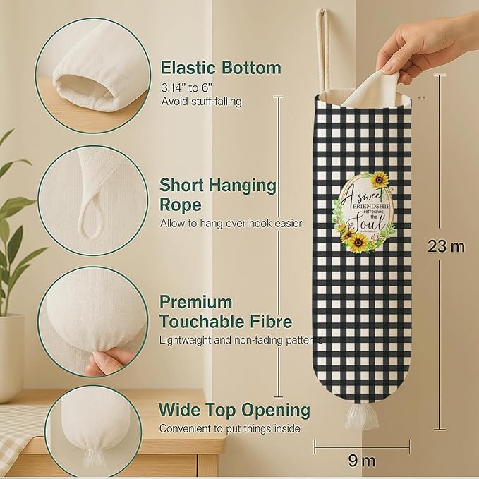 Plastic Bag Holder, A Sweet Friendship Refreshes The Soul Plastic Bag Holder for Christian Decor, Reusable Hanging Inspirational Trash Sacks Dispenser, Kitchen Decor,Gifts for Women Grandma Mom