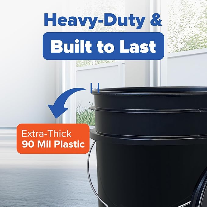 ePackageSupply Premium 5 Gallon Food Grade Plastic Pail with Gamma Seal Lid | Made in USA | BPA-Free | Heavy-Duty 90 Mil | Airtight Stackable Container, 3 Count
