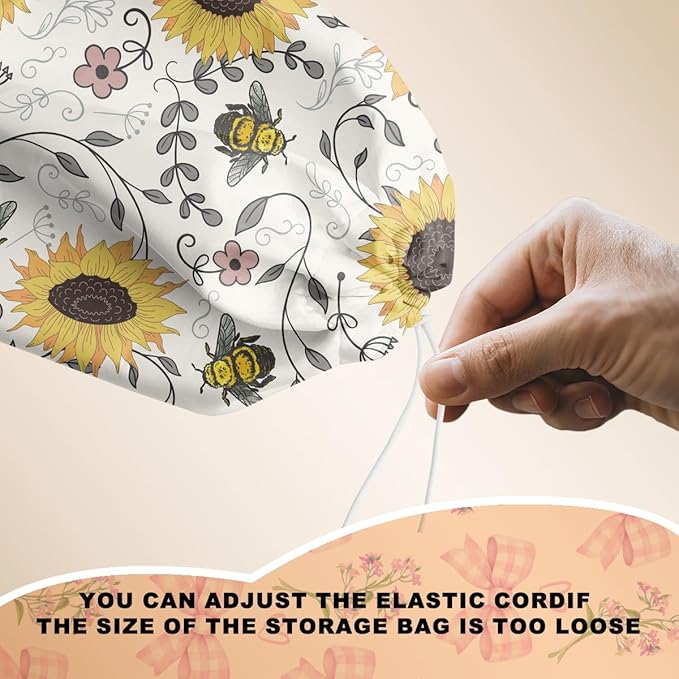 Cute Bee Plastic Bag Holder, Wall Mount Grocery Bag Holder for Plastic Bags, Vintage Rustic Sunflower Large Reusable Grocery Bags Storage Dispenser for Home Kitchen Pantry, Sunflower Gifts for Women