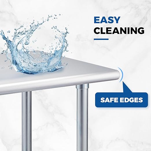 Profeeshaw Stainless Steel Table with Wheels 24x48 Inch, NSF Commercial Kitchen Prep & Work Table with Undershelf and Galvanized Legs for Restaurant, Bar, Utility Room and Garage Heavy Duty Table