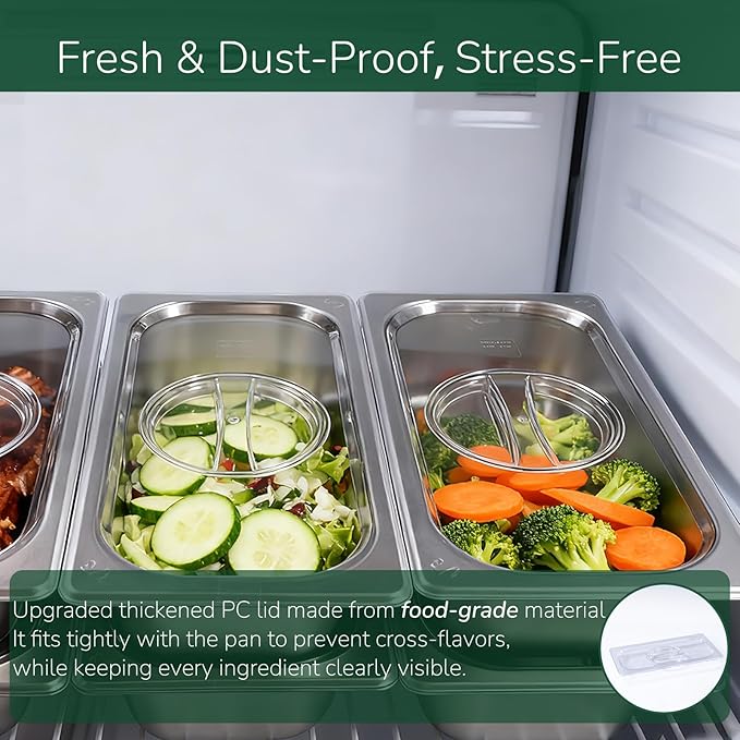 6 Pack Stainless Steam Hotel Pan with Lid, 1/3 Size x 4 Inch Deep Table Steam Pan Restaurant Supplies Reusable Anti Rust Catering Storage for Home, Buffet,Party, Restaurant, Hotel