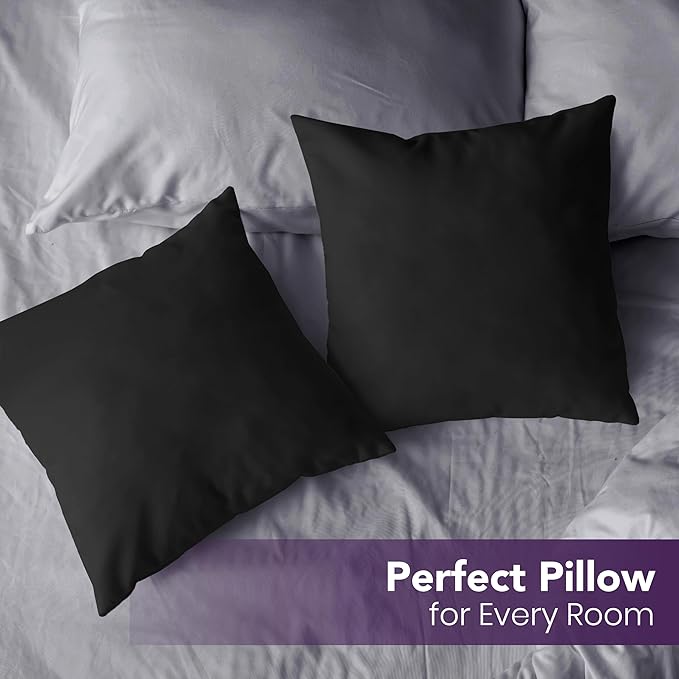 Utopia Bedding 22x22 Pillow Inserts, Set of 2, Black – Indoor Decorative Throw Pillows for Bed, Sofa & Couch – Soft, Supportive & Fluffy Cushion Inserts