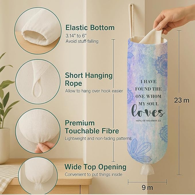 Plastic Bag Holder, I Have Found The One Whom My Soul Love Plastic Bag Holder, Reusable Trash Bags Organizer Home Decor, Christian Kitchen Gift for Women Plastics Bags Holders with Bible Verse