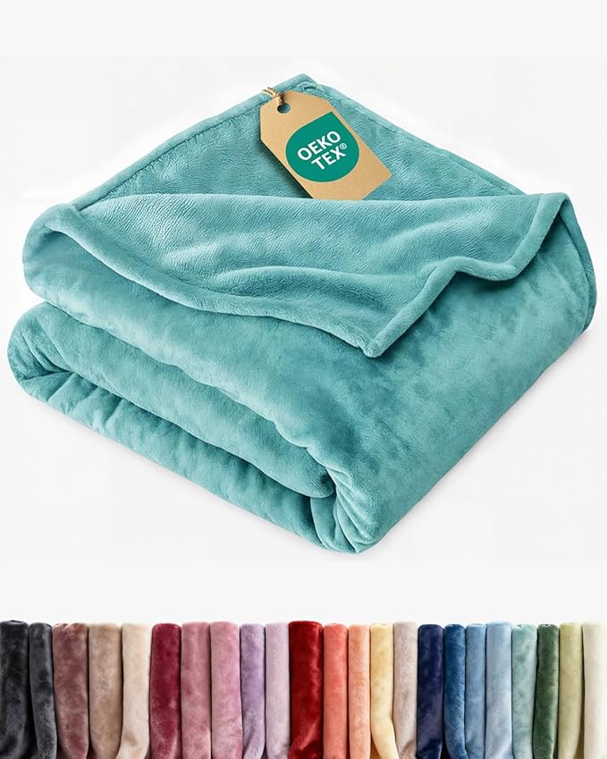 Ultra Soft Fleece Blanket Queen Size - Flannel Fleece Luxury Queen Blanket - Lightweight for Couch Bed Chair - Thick, Warm & Breathable - All Season Cozy Fuzzy Anti-Static Microplush Bedding, Turqoise