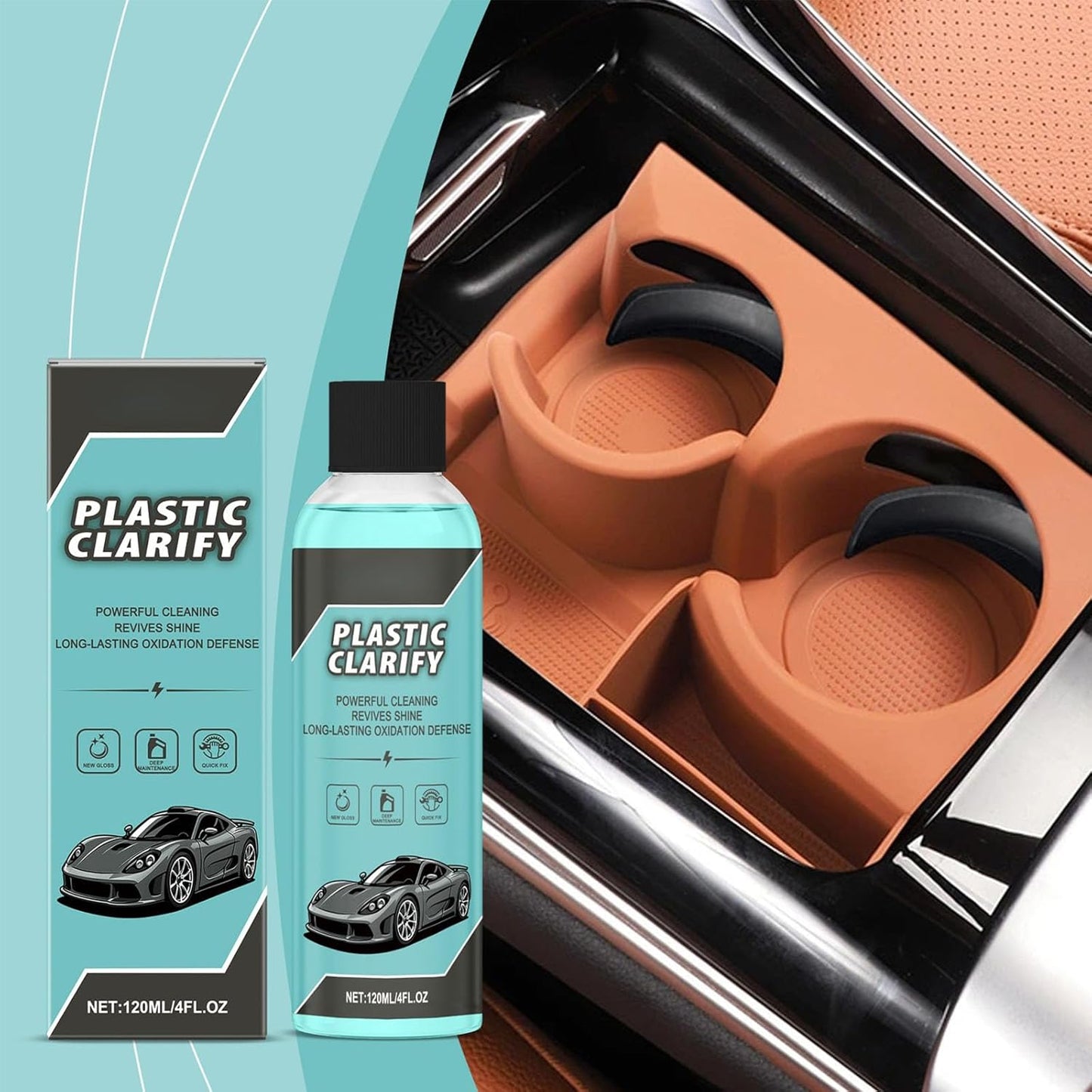 Plastic Clarify for Cars, Plastic Restorer for Cars Exterior, Multifuncional Interior Cleaner for Waterless Car, Detailing Spray, Faded Plastics (2PCS)