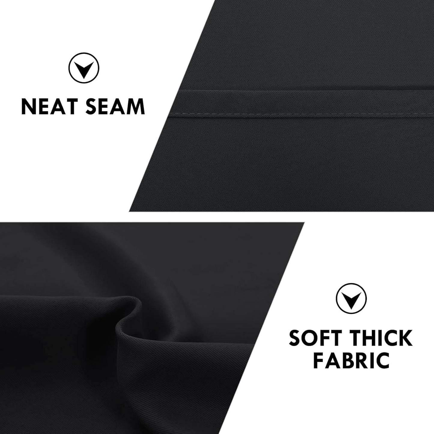 DWCN Blackout Curtains for Living Room Thermal Insulated, Energy Saving & Noise Reducing Bedroom Curtains, Black, W 52x L 36 Inch, Set of 2 Rod Pocket Curtain Panels