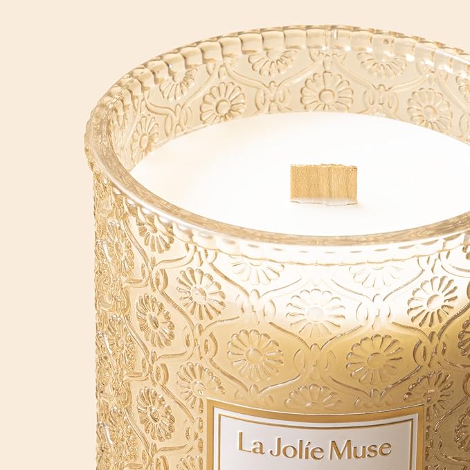 LA JOLIE MUSE Vanilla Bomb Candle| Vanilla, Lemon Zest & Patchouli |19 oz Large Wooden Wick | Natural Soy Wax | 90 Hours Clean Burn | Gift-Ready for Hosts | Seasonal Home Décor