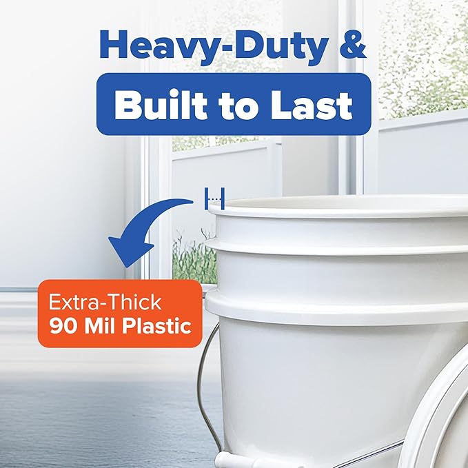 ePackageSupply Premium 5 Gallon Food Grade Plastic Pail with Gamma Seal Lid | Made in USA | BPA-Free | Heavy-Duty 90 Mil | Airtight Stackable Container, 3 Count