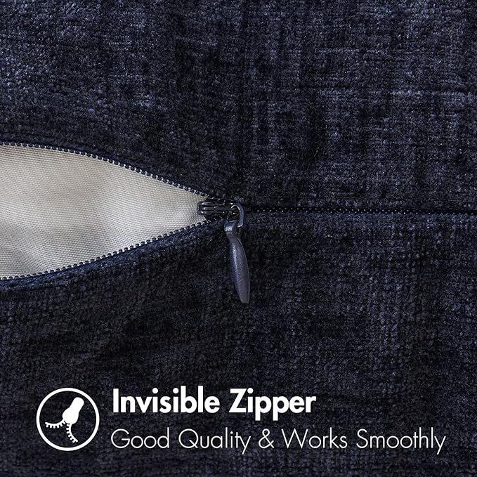 MIULEE Pack of 2 Couch Throw Pillow Covers 18x18 Inch Soft Navy Blue Chenille Pillow Covers for Sofa Living Room Solid Dyed Pillow Cases