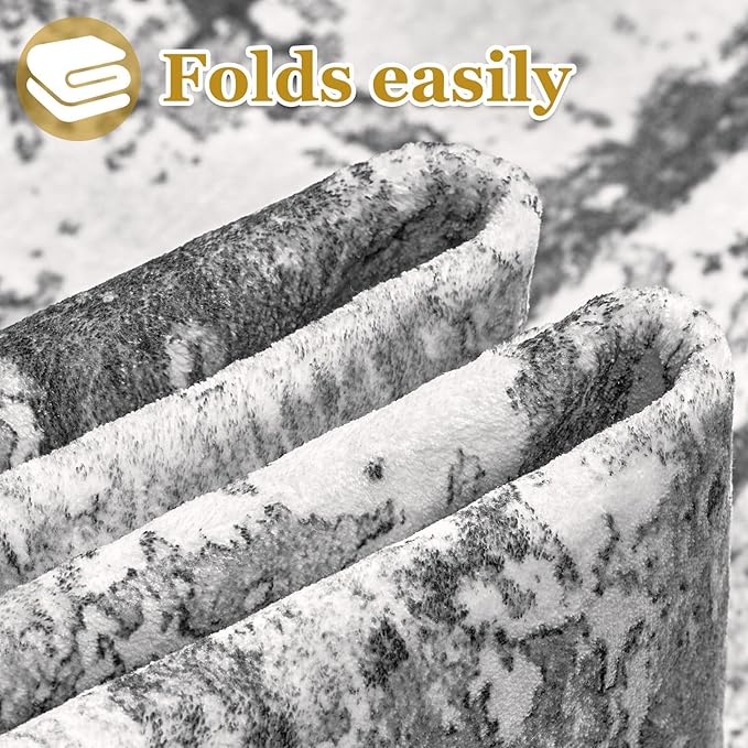 5ft Round Area Rugs for Living Room: 5x5 Abstract Washable Rug Modern Large Soft Stain Resistant Non-Slip Backing Machine Table for Bedroom Dining Room Indoor Home Office Carpet - Black Grey