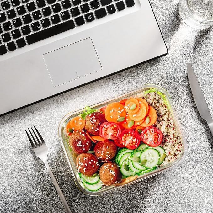 M MCIRCO 24-Piece Glass Food Storage Containers with Locking Lids,Glass Meal Prep Containers Set - Airtight Lunch Containers, Microwave, Oven, Freezer and Dishwasher, Red