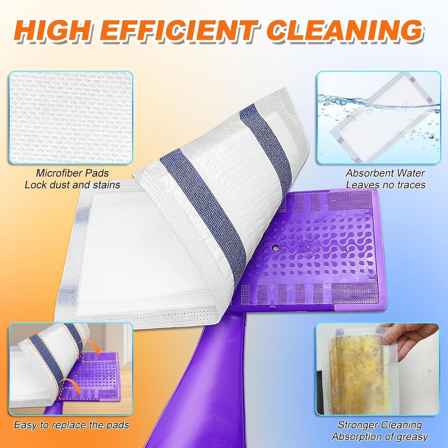 Microfiber Floor Mop Pads 36 Count Compatible with Swiffer WetJet for Wet & Dry Use, Disposable or Reusable Mops Head Replacement, All Purpose Multi Surface Hardwood Pad Refill