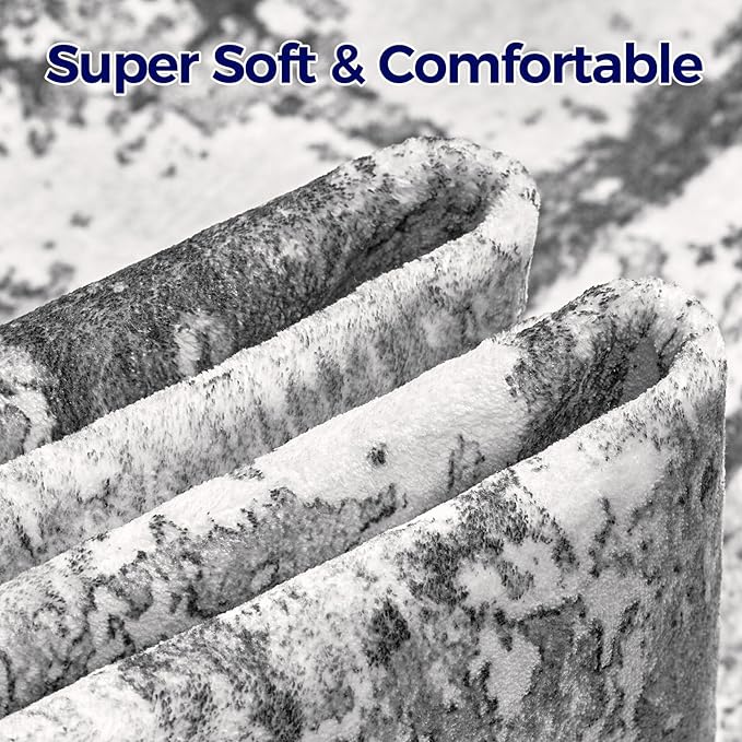 Area Rugs for Living Room: 4x6 Abstract Washable Rug Modern Neutral Large Soft Stain Resistant Non-Slip Backing Machine Table for Bedroom Dining Room Indoor Home Office Carpet - Black Grey