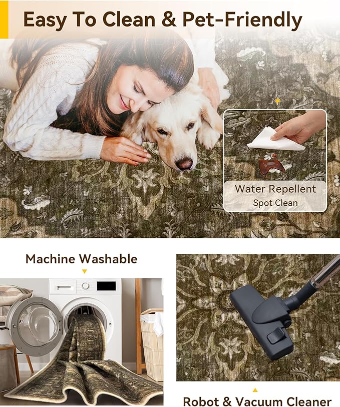 RELEANY Area Rugs 2'x6' Runner Rug Non Slip Washable for Kitchen Hallway Bedroom Beside Laundry Room Bathroom Rug, Floor Carpet, Brown Dark Brown