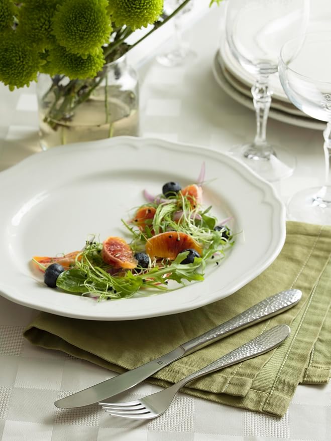 Matte Silverware Set, 18/10 Stainless Steel Satin Flatware, Modern Brushed Finish Cutlery, Dishwasher Safe & Durable, Built to Last (60-Piece, Marettimo Hammered)