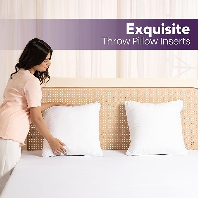 Utopia Bedding Throw Pillows Insert (Pack of 2, White) - 24 x 24 Inches Bed and Couch Pillows - Indoor Decorative Pillow