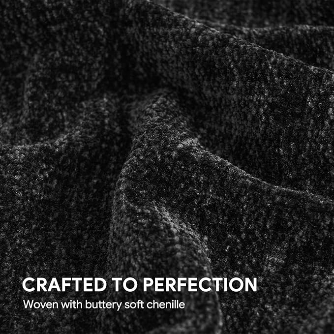 RECYCO Throw Blanket Soft Cozy Chenille Throw Blanket with Fringe Tassel for Couch Sofa Chair Bed Living Room Gift (Black, 50" x 60")