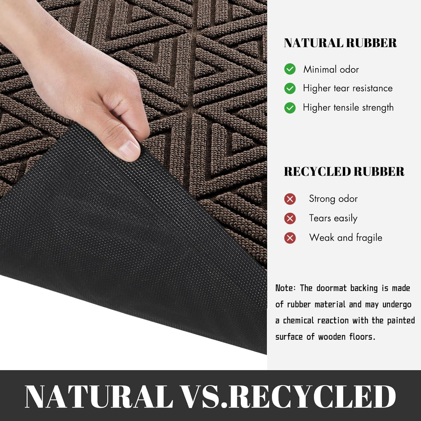 Yimobra Extra Large Door Mat 60x32, All-Weather Waterproof Non-Slip Welcome Matt Outdoor, Heavy Duty Non Slip Doormat for Entryway for Patio and Garage Indoor, Easy Clean, Brown