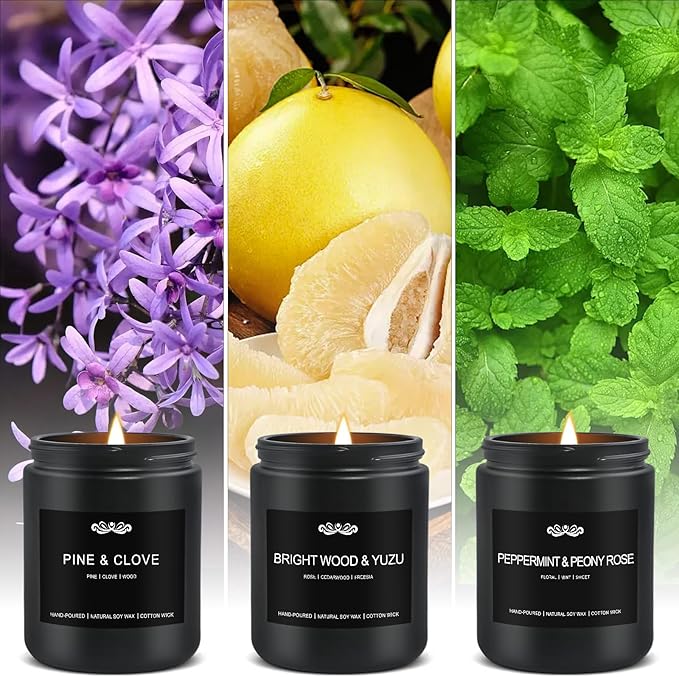 6 Pack Candles for Home Scented, Aromatherapy Candles Gifts Set for Men Candles Set, 42 oz 300 Hour Long Lasting Candles, Gifts for Mens Birthday Christmas Thanksgiving Anniversary Present