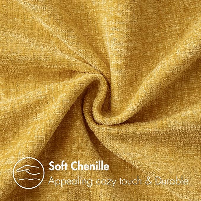 MIULEE Pack of 2 Mustard Yellow Throw Pillow Covers 18x18 Inch Soft Spring Chenille Pillow Covers for Sofa Living Room Couch Solid Dyed Cases