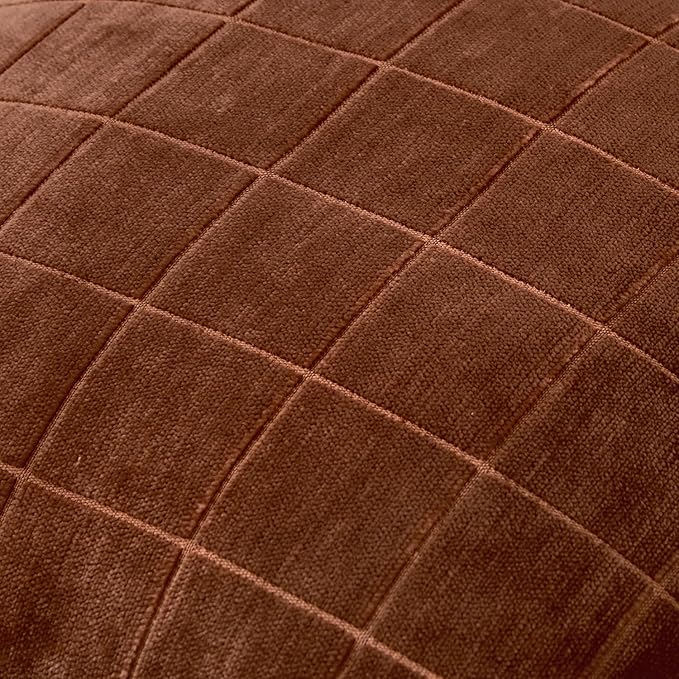 MIULEE Decorative Chenille Check Throw Pillow Covers Vintage Plaid Couch Pillows 18x18 Inch Set of 2 Neutral Boho Farmhouse Cushion Covers Modern Home Decor for Sofa Bed Living Room Burnt Orange