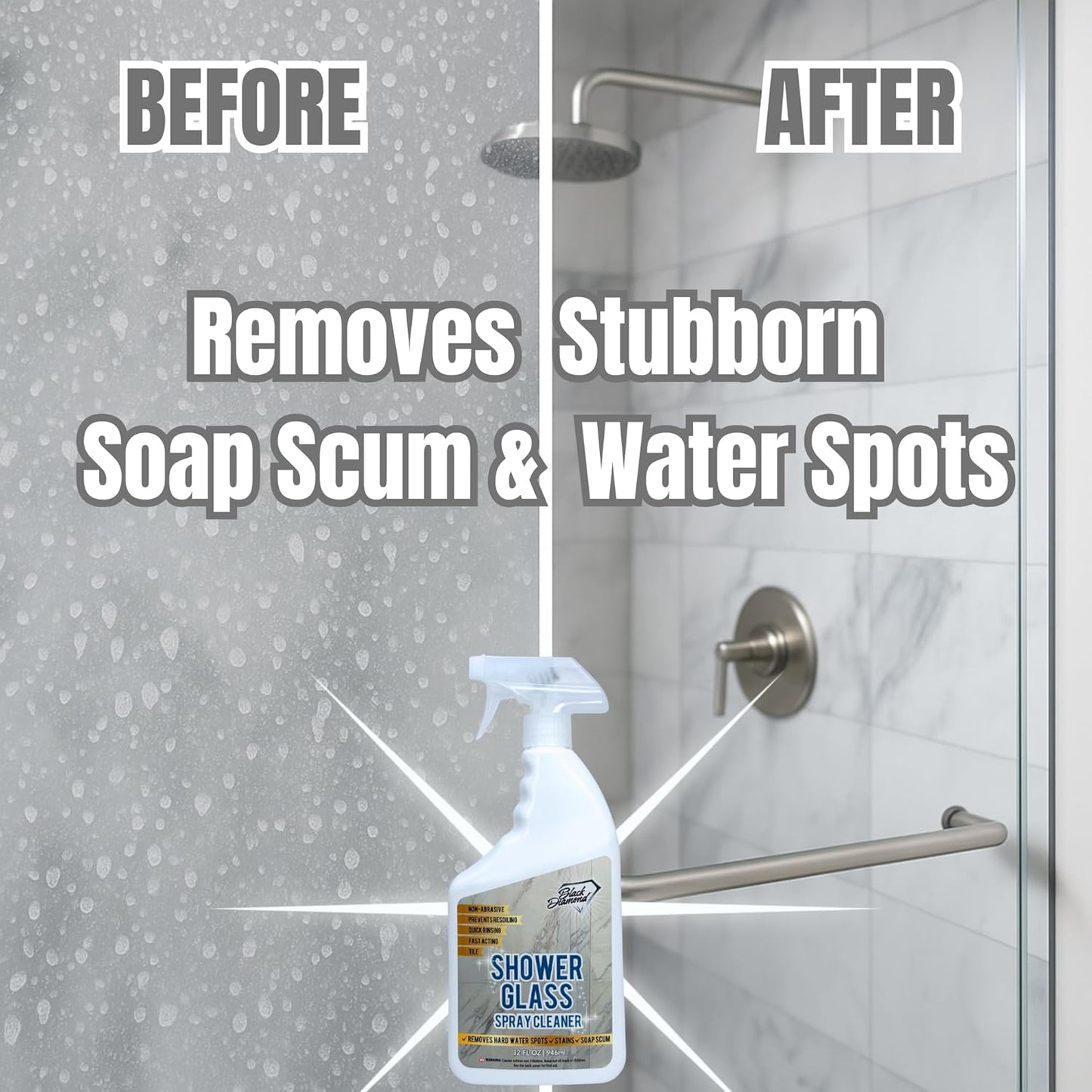 Black Diamond Stoneworks Shower Glass Cleaner Spray & Natural Stone Shower Sealer – 2 Pack Bathroom Bundle for Crystal-Clear Glass and Long-Lasting Stone Protection