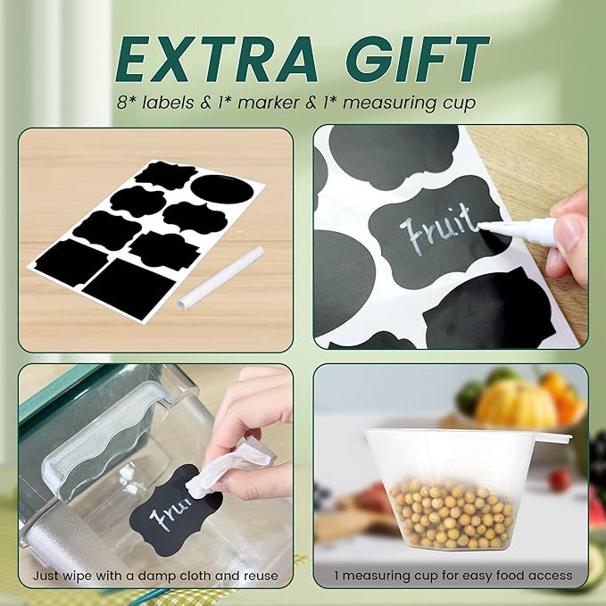 4 Pack Food Storage Containers, 4 Quart with Lids, Square Commercial Containers with Scale, Clear NSF Food Organizing, Polycarbonate