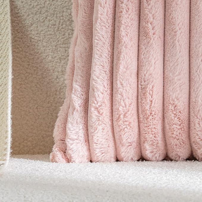 DEELAND Pack of 2,Double-Sided Faux Fur Plush Decorative Throw Pillow Covers Fuzzy Striped Soft Pillowcase Cushion Covers for Sofa Couch Bedroom