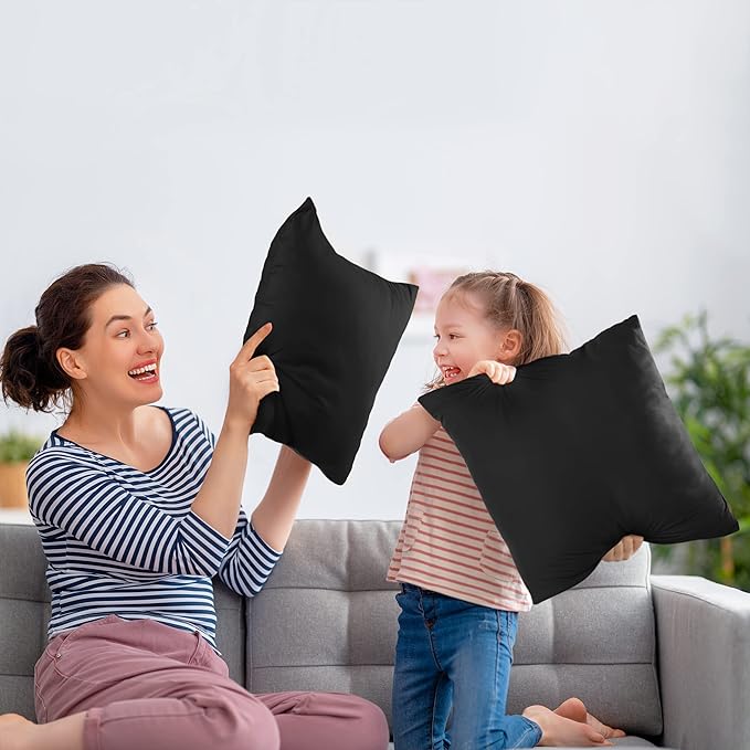 Utopia Bedding 20x20 Pillow Inserts, Set of 2, Black – Indoor Decorative Throw Pillows for Bed, Sofa & Couch – Soft, Supportive & Fluffy Cushion Inserts