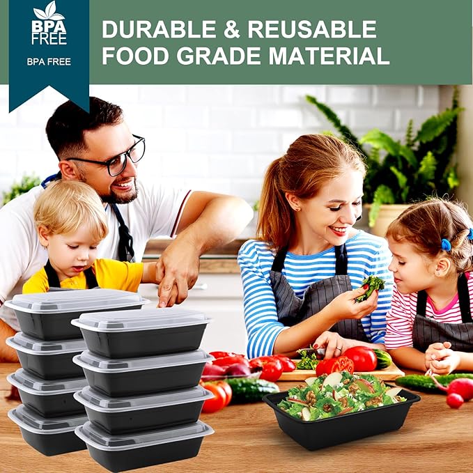 50 Pack Meal Prep Containers 38 oz, Leakproof To Go Food Containers, Disposable & Reusable Food Prep Containers for Takeout, Food Storage Containers BPA-Free, Microwave/Dishwasher/Freezer Safe