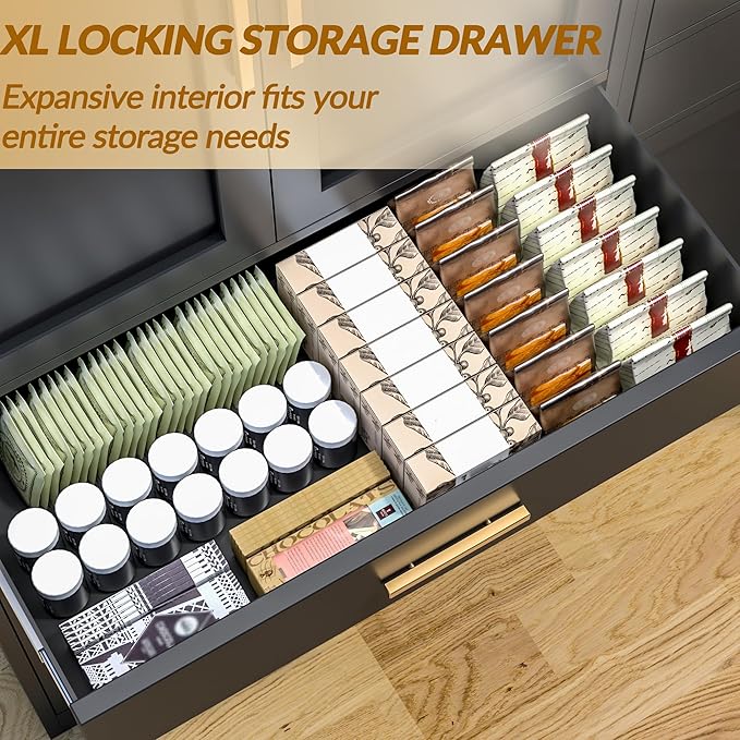 Kitchen Pantry Cabinet,71” Metal Tall Pantry Storage Cabinet with Doors 2 Adjustable Shelves and a Drawer,Kitchen Storage Cabinets Black Freestanding Food Cabinet for Pantries, Kitchen, Dining Room