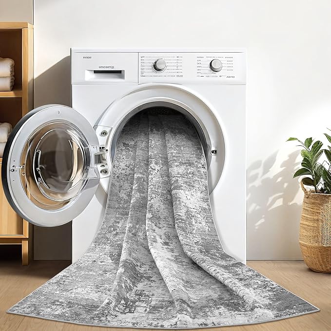 Area Rugs for Living Room: 9x12 Abstract Washable Rug Modern Neutral Large Soft Stain Resistant Non-Slip Backing Machine Table for Bedroom Dining Room Indoor Home Office Carpet - J25036B