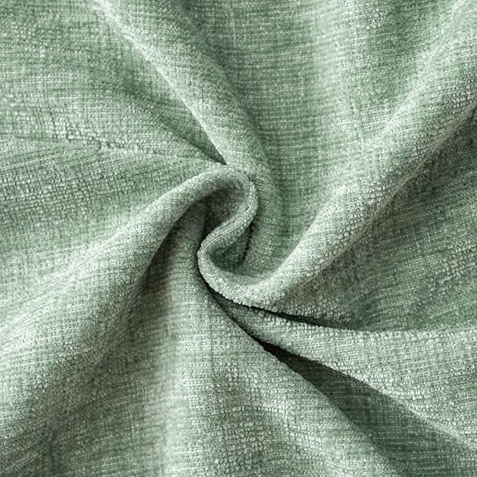 MIULEE Pack of 2 Couch Throw Pillow Covers 12x20 Inch Soft Greyish Green Chenille Pillow Covers for Sofa Living Room Solid Dyed Pillow Cases