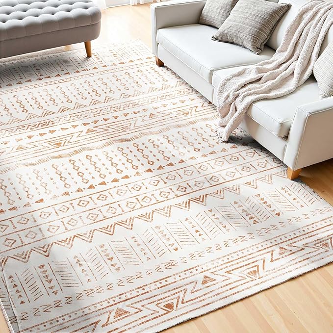 VEVOR 6 x 9 ft Area Rug Large Washable Rug Non-Slip and Tear-Resistant Soft Carpet Pet & Child Friendly Modern Area Rugs Indoor Mat for Bedroom Office Living Room Kids Room Entryway Beige