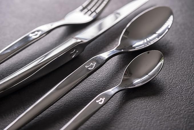 Laguiole Heritage Dinnerware Set; Luxury French Flatware in Premium Stainless Steel; Features Knives, Forks, Spoons with Ergonomic Handles; Dishwasher Safe; 4 Person Sets; Silver, 16-Piece