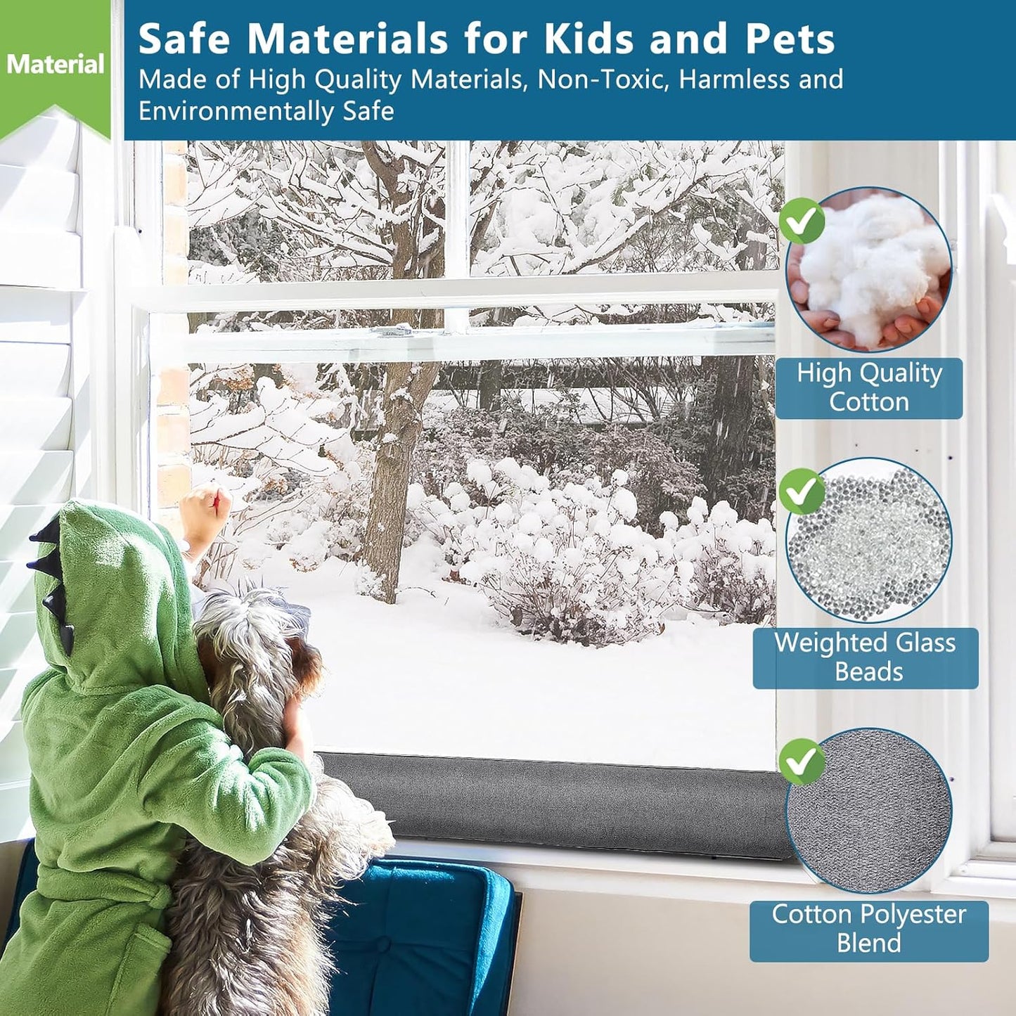 Triangular Under Door Draft Stopper 38 inch Heavy Duty Door Draft Blocker Bottom Door Seal Noise Air Door Guard for Doors and Windows, Gray