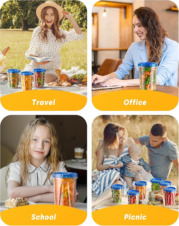 6 Pack-34 oz Freezer Storage Containers, Plastic Food Storage Containers with Twist Top Lids, BPA Free and Reusable Soup Containers with Lids, Leakproof/Microwave/Dishwasher Safe